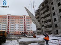 Стропы с уравнительными блоками. Складирование плит.